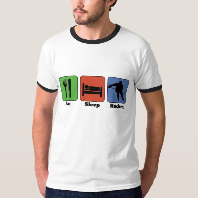 T-shirt Mangez la chemise d'hockey de sommeil (Devant)