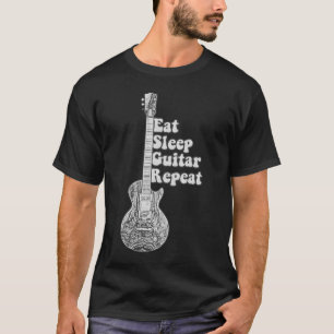 T-shirt Mangez la répétition de la guitare de sommeil. vin