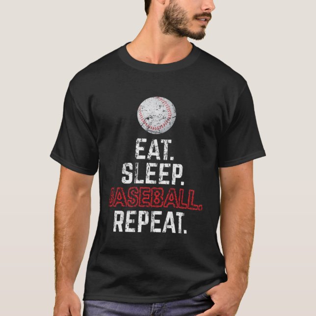 T-shirt Mangez le baseball de sommeil Répéter le joueur de (Devant)