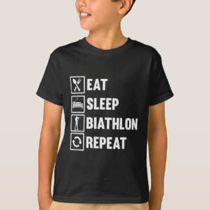 T-shirt Mangez Le Biathlon Du Sommeil Répétez Le Motif Pou