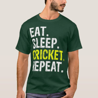 T-shirt Mangez le cricket de sommeil Répéter les sports ca