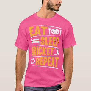 T-shirt Mangez le cricket endormi Répéter jouer joueur de