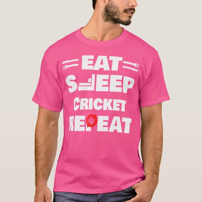 T-shirt Mangez le cricket endormi Répéter joueur de cricke (Devant)