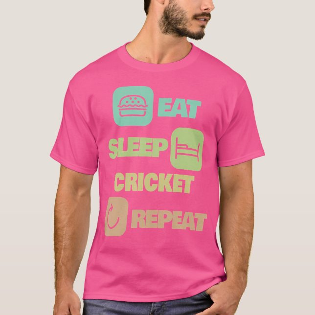 T-shirt Mangez le cricket endormi Répéter joueur de cricke (Devant)