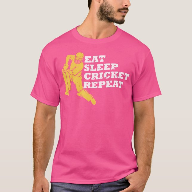 T-shirt Mangez le cricket endormi Répéter le cricket joueu (Devant)