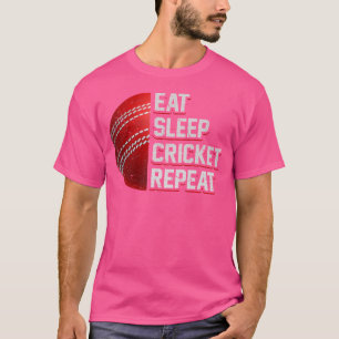 T-shirt Mangez le cricket endormi Répétez le joueur de cri