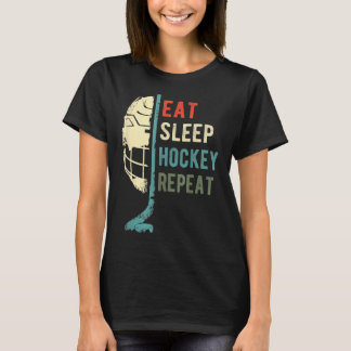 T-shirt Mangez le hockey du sommeil Répéter drôle Rétro Vi