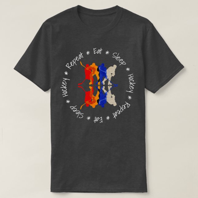 T-shirt Mangez le hockey du sommeil Répétez le thé de hock (Design devant)