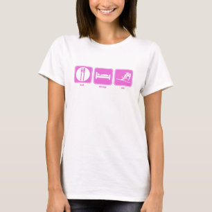 T-shirt mangez le rose de ski de sommeil