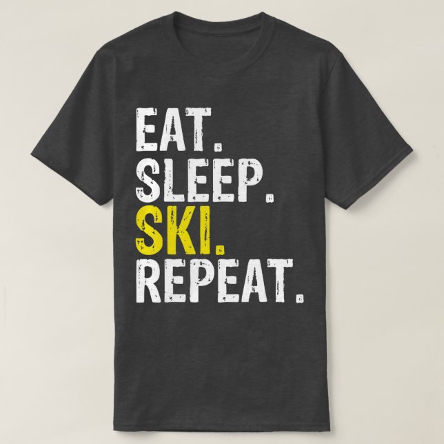 T-shirt Mangez le ski de nuit Répétez le ski-cadeau (1) (Design devant)