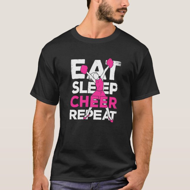 T-shirt Mangez Le Sommeil Cheer Répéter Pour Un Pom-pom gi (Devant)