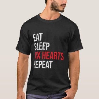 T-shirt Mangez le sommeil Correction Coeurs Répéter drôle