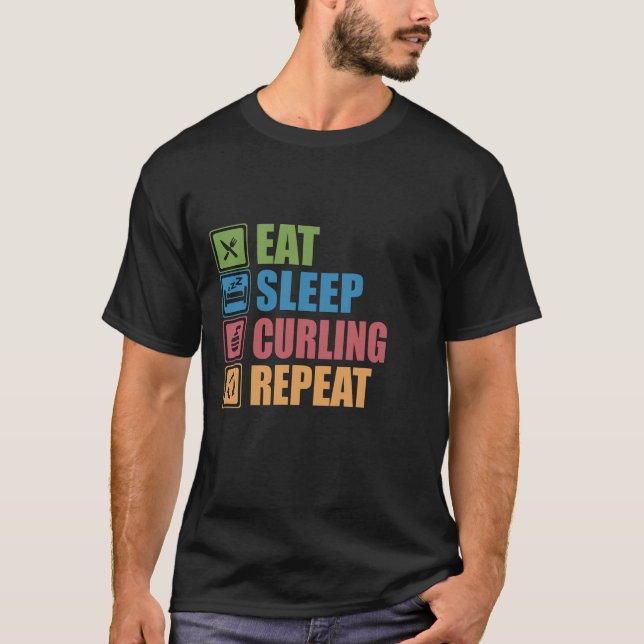 T-shirt Mangez le sommeil CURLING Répéter (Devant)