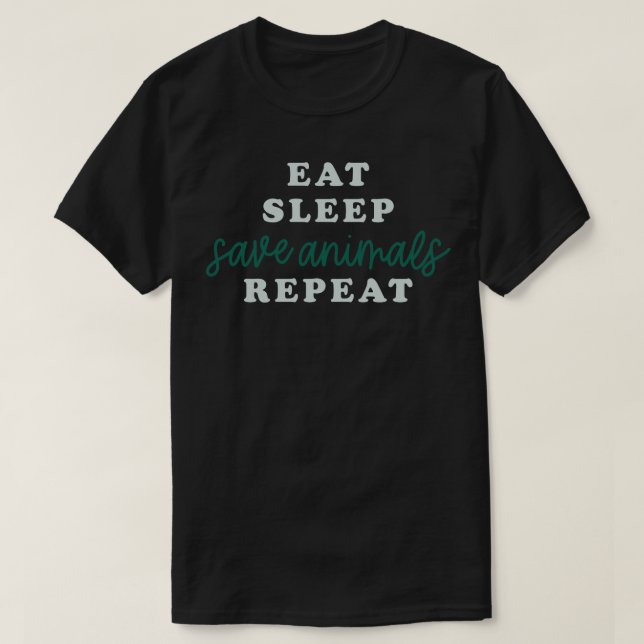 T-shirt Mangez le sommeil Enregistrer les animaux Répéter (Design devant)
