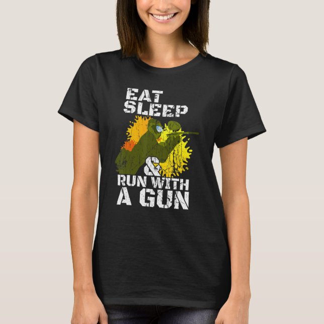 T-shirt Mangez Le Sommeil Et Courez Avec Un Paintball D'Ar (Devant)