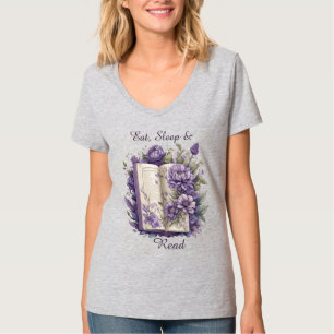 T-shirt Mangez le sommeil et lisez le col V