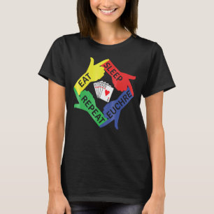 T-shirt Mangez le sommeil Euchre Répéter le jeu de carte