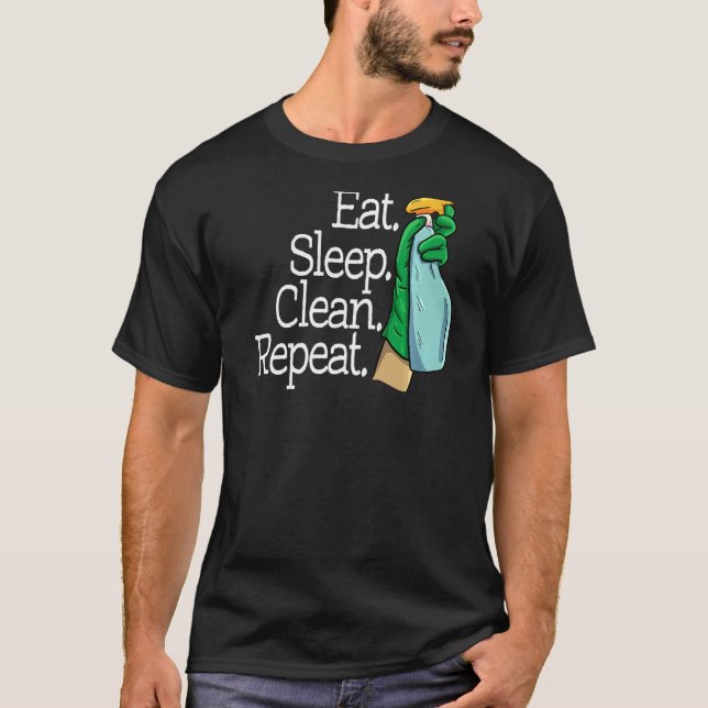 T-shirt Mangez le sommeil Nettoyer Répéter l'équipe de net (Devant)