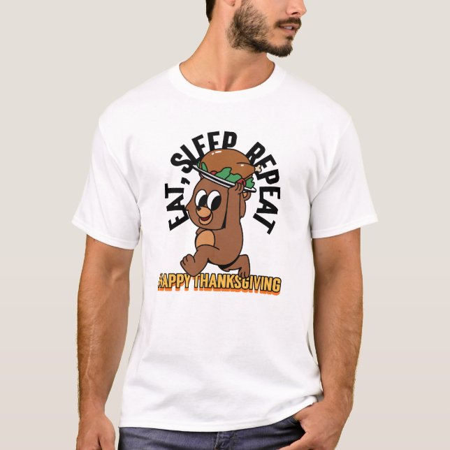 T-shirt Mangez le sommeil Répéter le Bon thanksgiving T-sh (Devant)