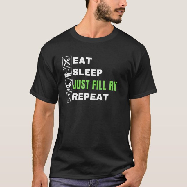 T-shirt Mangez Le Sommeil Rx Répéter Pharmacist Technici (Devant)