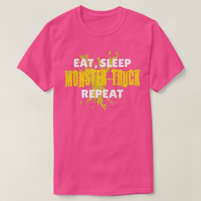 T-shirt Mangez Monster Camion Répéter Boue Jaune Boue Boue (Design devant)