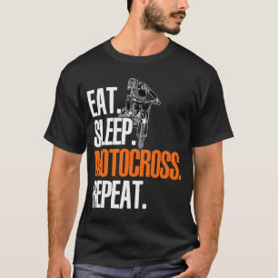T-shirt Mangez Motocross Dormir Répétez Motocross Dirt Bke