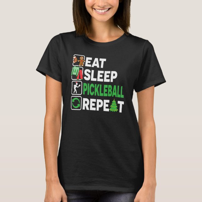 T-shirt Mangez Pickleball de sommeil Répéter Pajama de Noë (Devant)