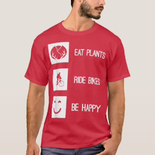 T-shirt Mangez Plantes vélo de promenade Be Happy Vegan Ve