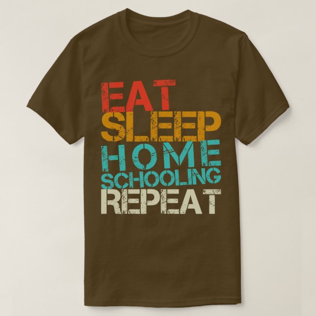 T-shirt Mangez Sleep Accueil Scolarisation Répéter Retro E (Design devant)