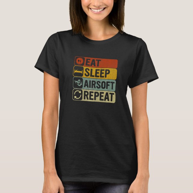 T-shirt Mangez Sleep Airsoft Répéter Retro 60s les années  (Devant)
