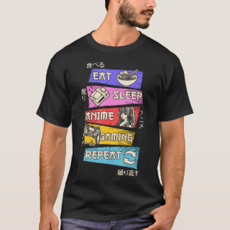 T-shirt Mangez Sleep Anime Jeu Répéter Otaku Gamer Japonai