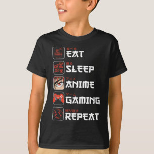 T-shirt Mangez Sleep Anime Jeu Répétez Chemise Ado Garçons