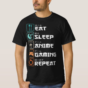 T-shirt Mangez Sleep Anime Jeu Répétez Fun Otaku Gamer