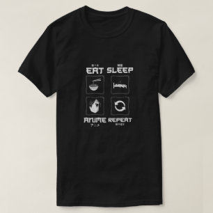 T-shirt Mangez Sleep Anime Repeat - Funny Otaku Lifestyle
