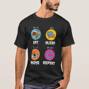 T-shirt Mangez Sleep Anime Répéter Costume cadeau cadeau c