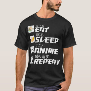 T-shirt Mangez Sleep Anime Répéter Funny Japonais Manga An