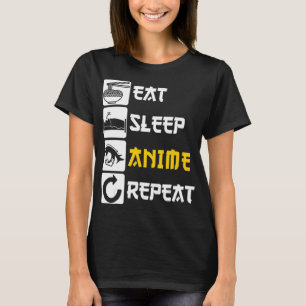 T-shirt Mangez Sleep Anime Répéter Manga Japon Dire Cospla