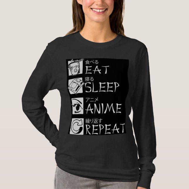 T-shirt Mangez Sleep Anime Répétez L'Idée Cadeau Cosplayer (Devant)