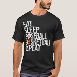 T-shirt Mangez Sleep Baseball Basketball Répéter Funny Bal