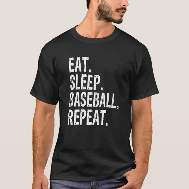 T-shirt Mangez Sleep Baseball Répéter Baseball Premium (Devant)
