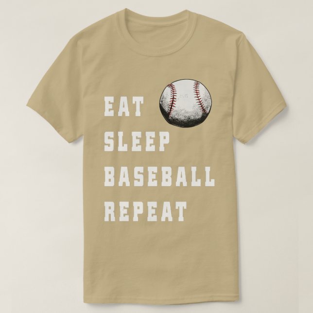 T-shirt Mangez Sleep Baseball Répéter Funny Players De Bas (Design devant)
