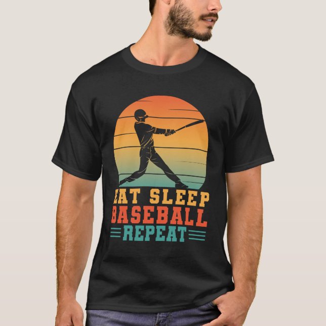 T-shirt Mangez Sleep Baseball Répéter Les Pitchers Du Joue (Devant)