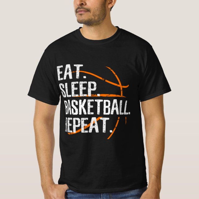 T-shirt Mangez Sleep Basketball Répéter - Cadeau Pour Bask (Devant)