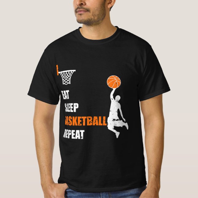 T-shirt Mangez Sleep Basketball Répétez Basketball Boys et (Devant)