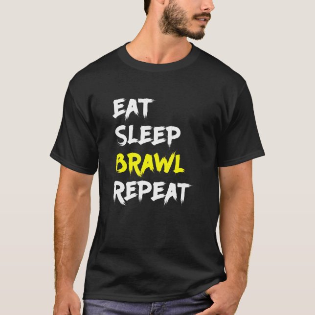T-shirt Mangez Sleep Brawl Répétez Gamer Gamer Game Étoile (Devant)