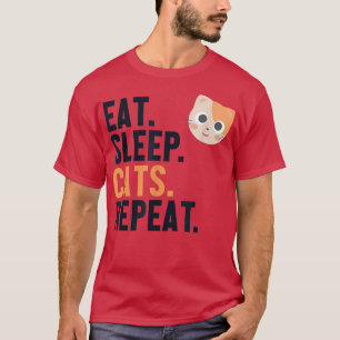 T-shirt Mangez Sleep Chats Répétez Chat Papa Chat Maman Am