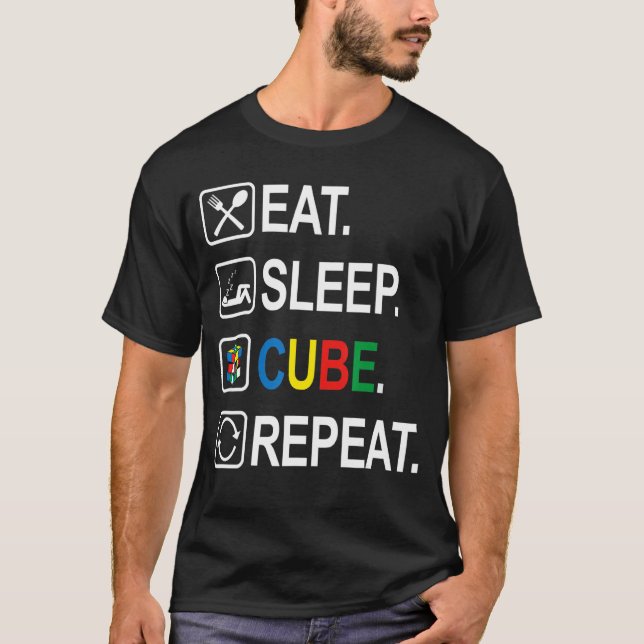 T-shirt Mangez Sleep Cube Répéter Compétitif Puzzle Speedc (Devant)