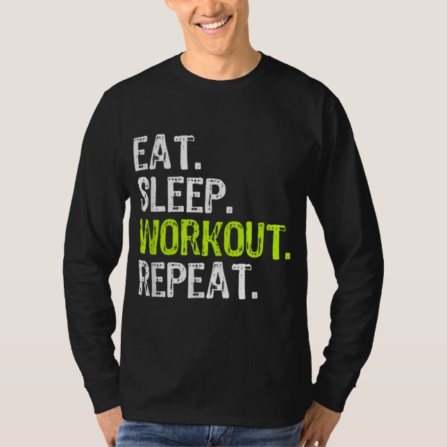 T-shirt Mangez Sleep Exercice Répétez Funny Travaillez deh (Devant)