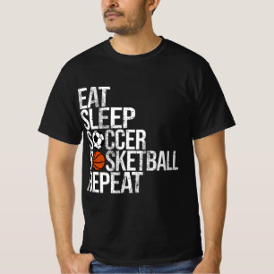 T-shirt Mangez Sleep Football Basket Répéter Fun Ball
