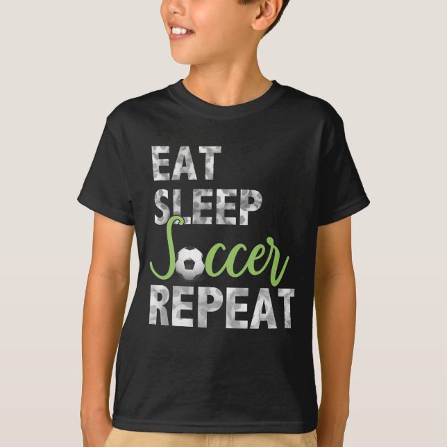 T-shirt Mangez Sleep Football Répéter Chemise Cool Sport J (Devant)
